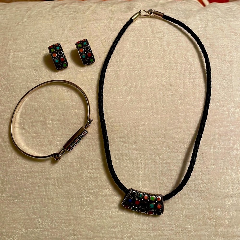 15 “ Necklace, earrings, and bracelet set.